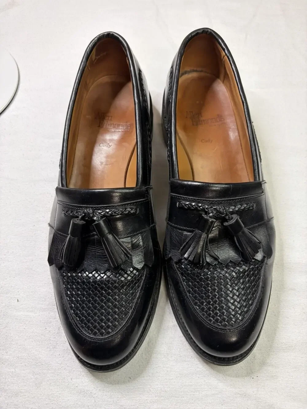 VTG Allen Edmonds Cody Black Woven Leather Tassel Loafers Men’s US 9